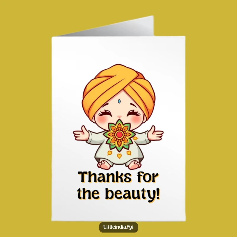 Free Printable Thank You Card: Turban Character, Rangoli Art, Thankful & Funny Downloadable