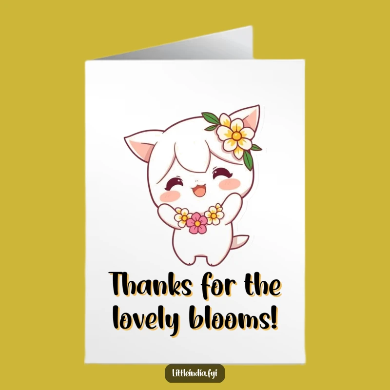 Free Printable Thank You Card: Bowing Flower Garland Character, Humorous Downloadable Note, DIY Gift