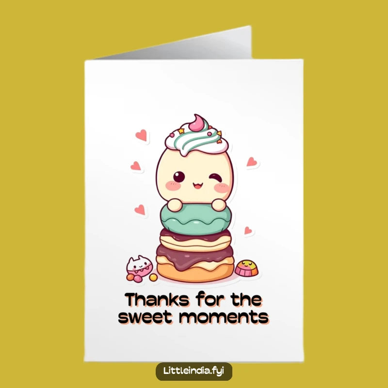 Free Printable Thank You Card: Sweet Treats Character, Funny Downloadable Gift