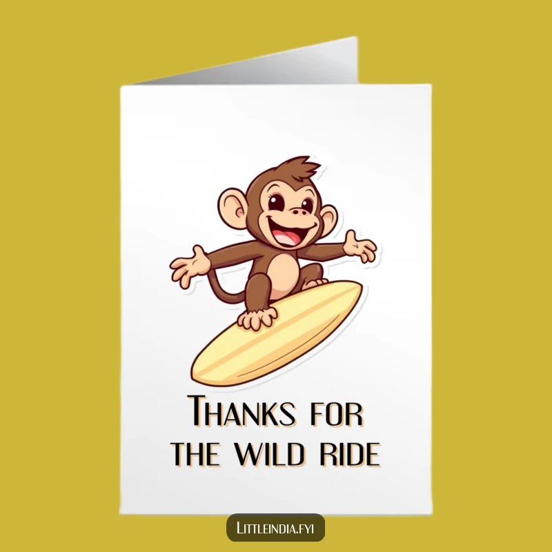 Free Printable Thank You Card: Monkey Roti Surf Funny Downloadable Gift