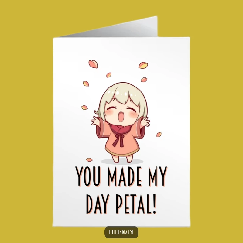 Free Printable Thank You Card: Petal Tossing Character, Humorous Downloadable Note for Gratitude