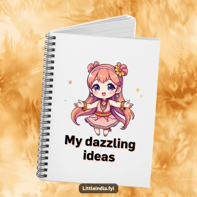 Funny Notebook: A whimsical character twirls with enthusiasm, surrounded by colorful bangles, perfect for capturing creative thoughts and doodles.