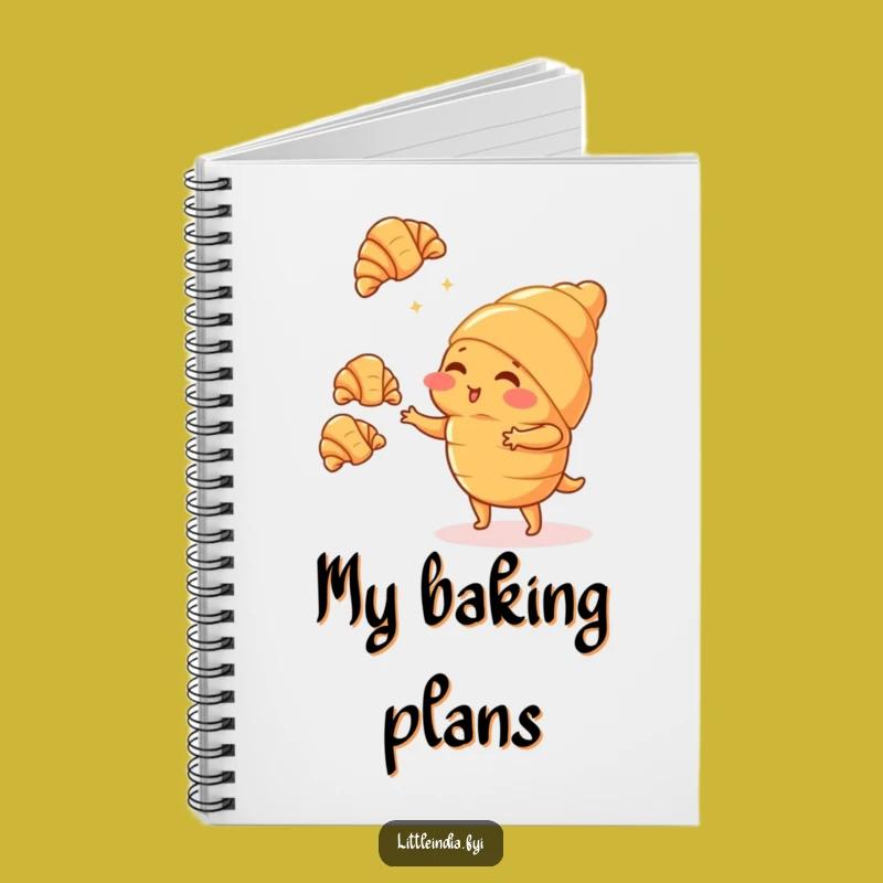 Funny Blushing Croissant Juggling Notebook - Jot Down Sweet Ideas!