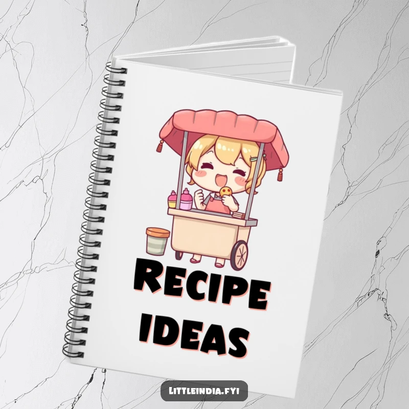 Funny notebook featuring a delighted street vendor character offering a treat, perfect for capturing thoughts with a dose of warm generosity and happy inspiration.