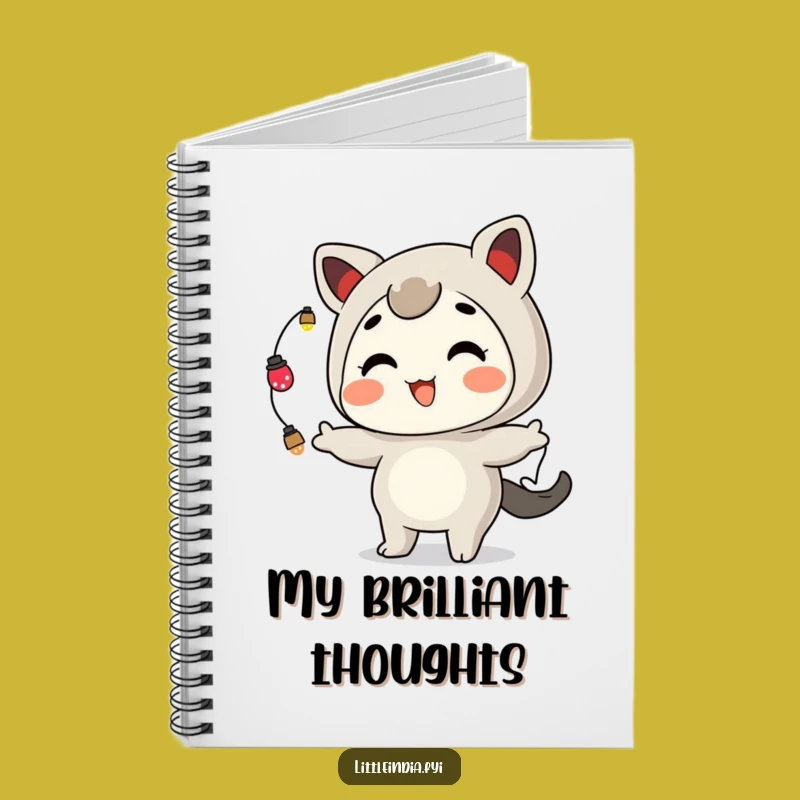 Funny Notebook: Juggling Lights by Playful Character for Festive Notes