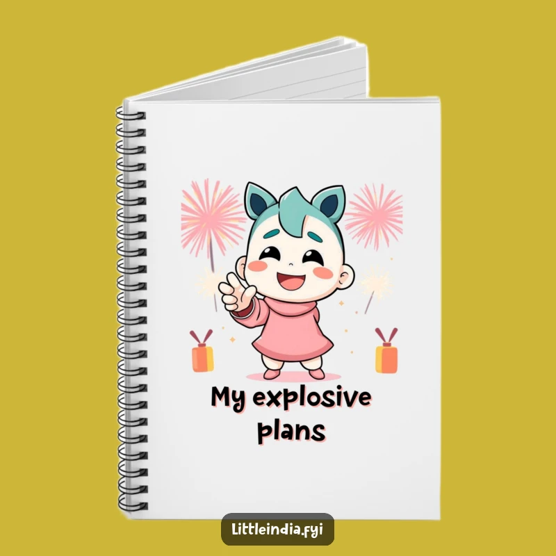 Funny Notebook: Firecracker Pose by Smiling Character for Dynamic Ideas