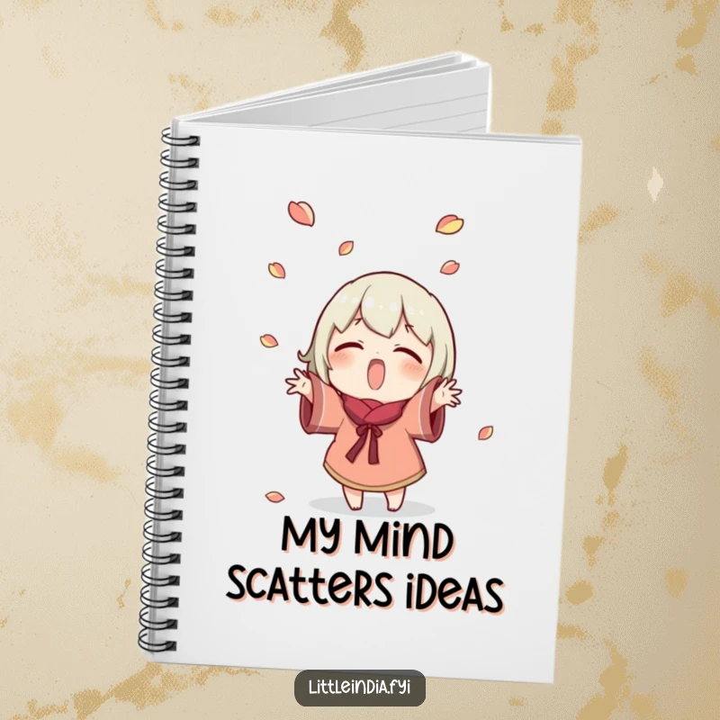 Funny Notebook: Excited character joyfully tosses small petals, ready to capture your happy thoughts and creative ideas. Perfect funny gift.