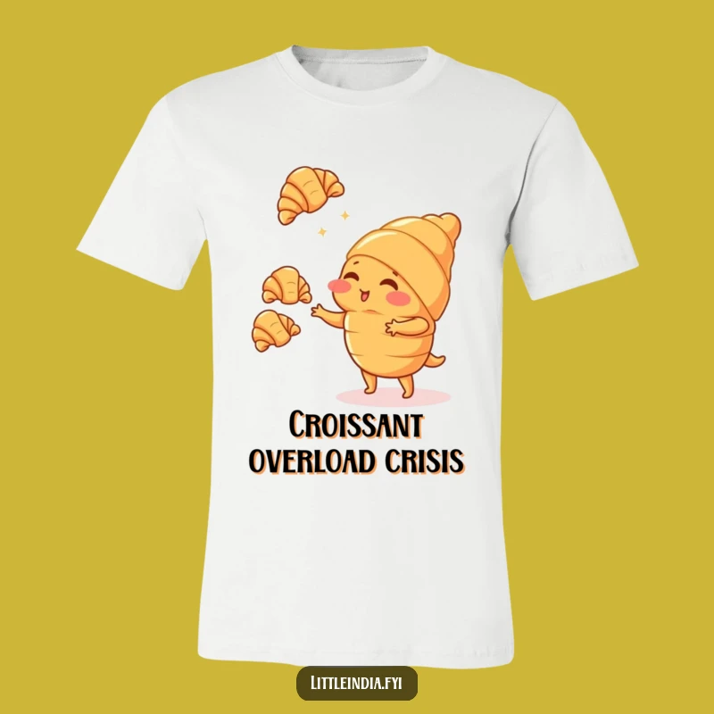 Funny Blushing Croissant Juggling T-Shirt - Wearable Bakery Humor!