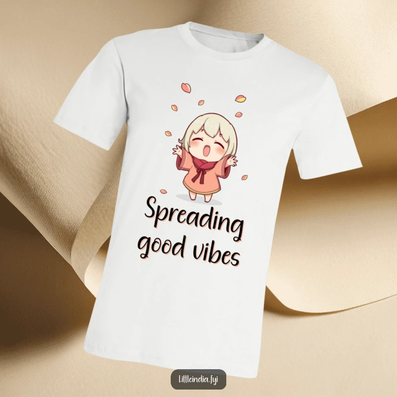 Funny T-Shirt: An excited character gleefully tosses small petals upwards, showering the scene with confetti-like joy. Perfect funny gift for celebration.
