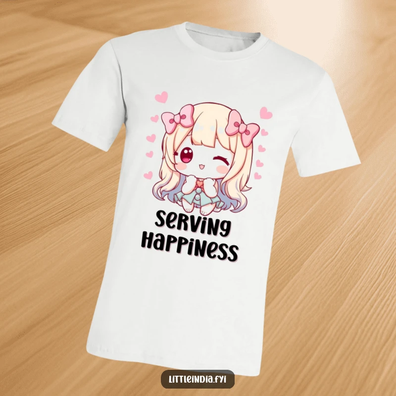 Funny t-shirt featuring a character offering sweets with a bow, representing kindness, hospitality, and sweet gestures.