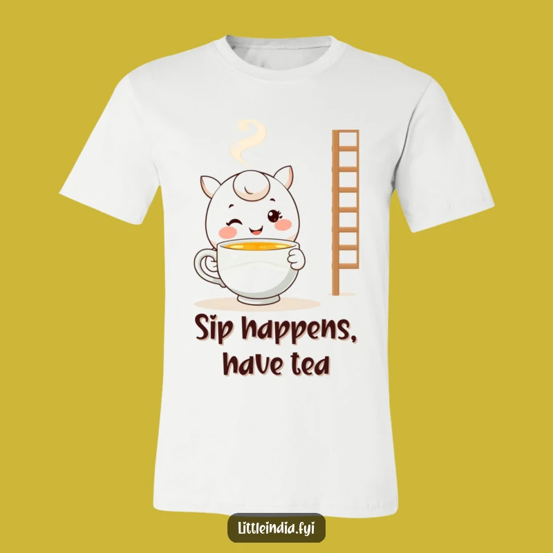 Funny Tea Time Tee: Smiling Character Comfort Shirt - Cozy & Hilarious Gift