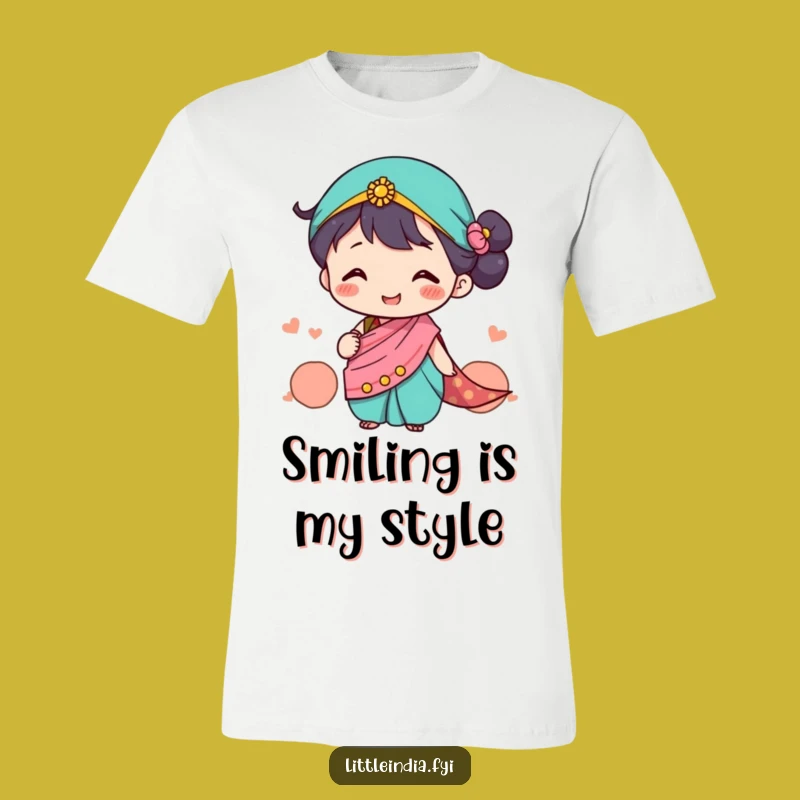 Funny Sari Character T-Shirt: Cute Smiles Design, Celebrate Cultural Charm!