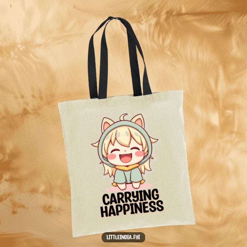Funny Tote Bag: A happy character with a warm expression shares a moment of pure joy and connection.