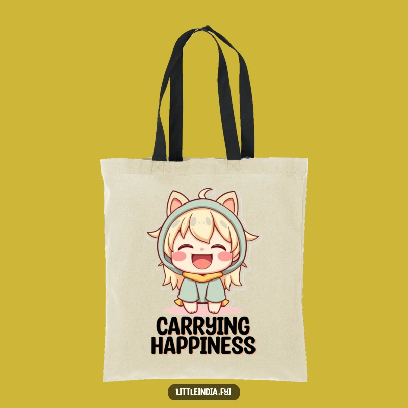 Funny Happy Moment Tote Bag: Warm Character's Joyful Carry-All
