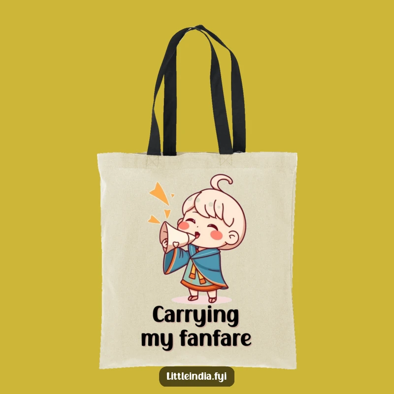 Funny Conch Shell Cheering Character Tote Bag: Carry Your Celebration