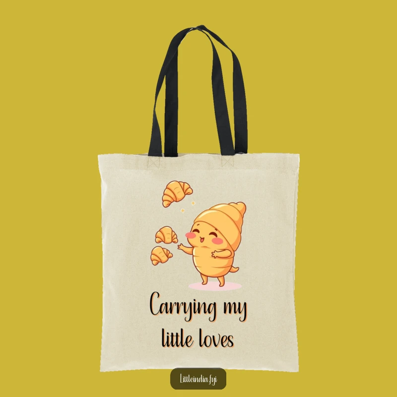 Funny Blushing Croissant Juggling Tote Bag - Carry Your Pastry Love!