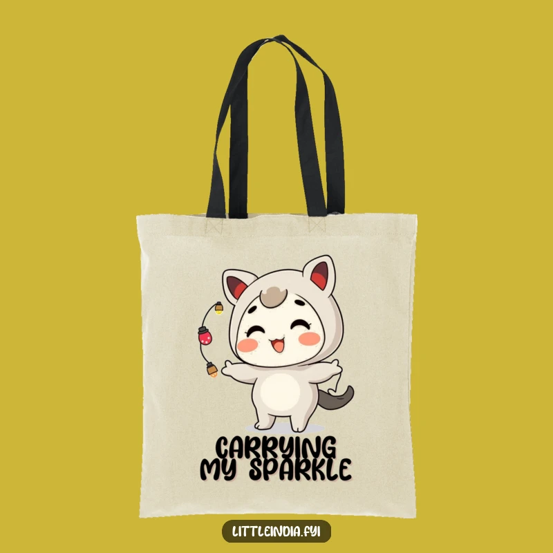 Funny Juggling Lights Tote Bag: Playful Character's Grinning Carry-All