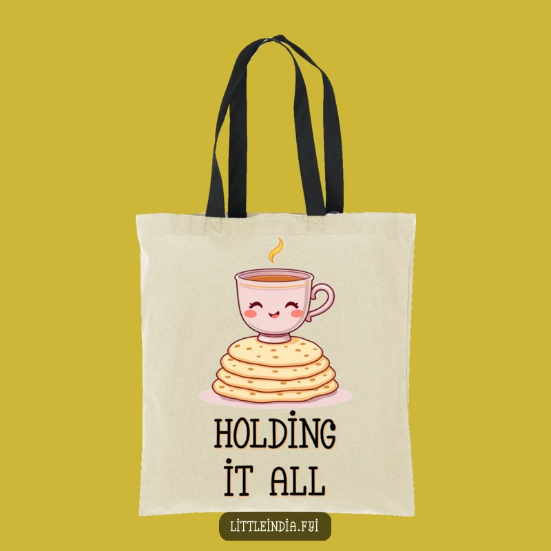Funny Balancing Chai Tote Bag: Carry Your Essentials with Indian Charm