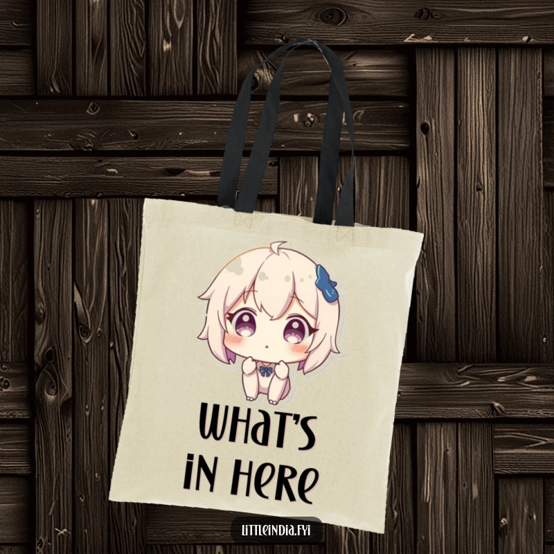 Funny tote bag featuring a character with a comically surprised expression, perfect for carrying essentials with a dramatic flair.