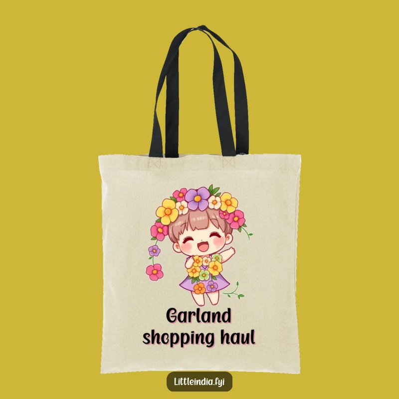 Funny Flower Garland Character Tote Bag - Carry Your Garden of Smiles!