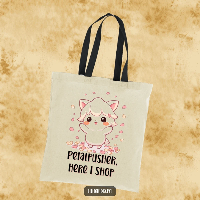 Funny Petal Carrier Tote Bag: Playful character scatters petals gracefully, making a stylish and whimsical accessory.